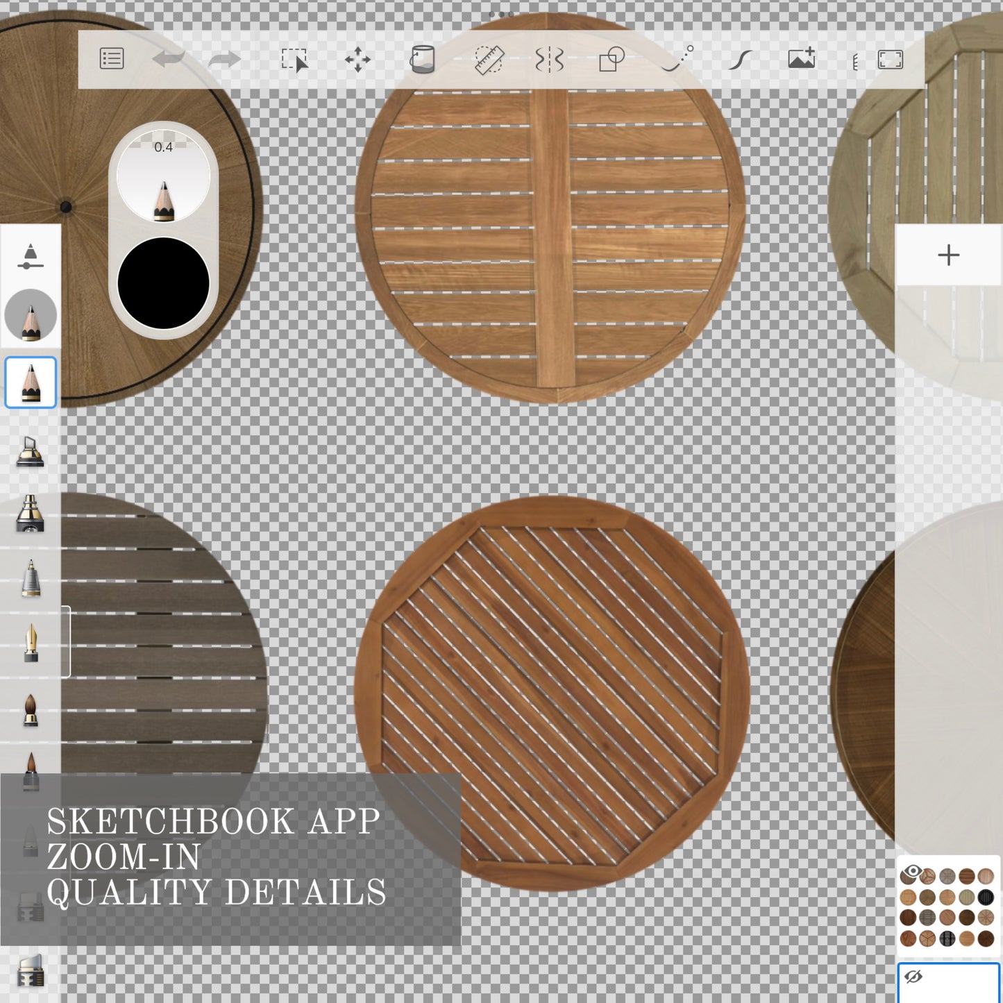 Round wooden tables