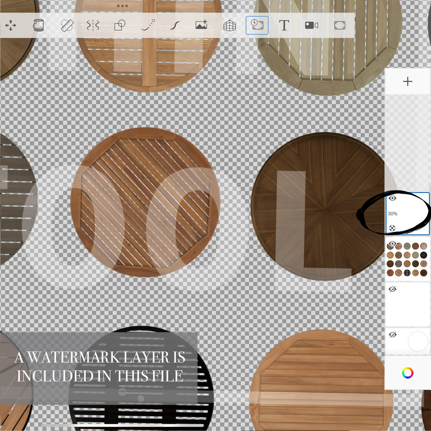 Round wooden tables