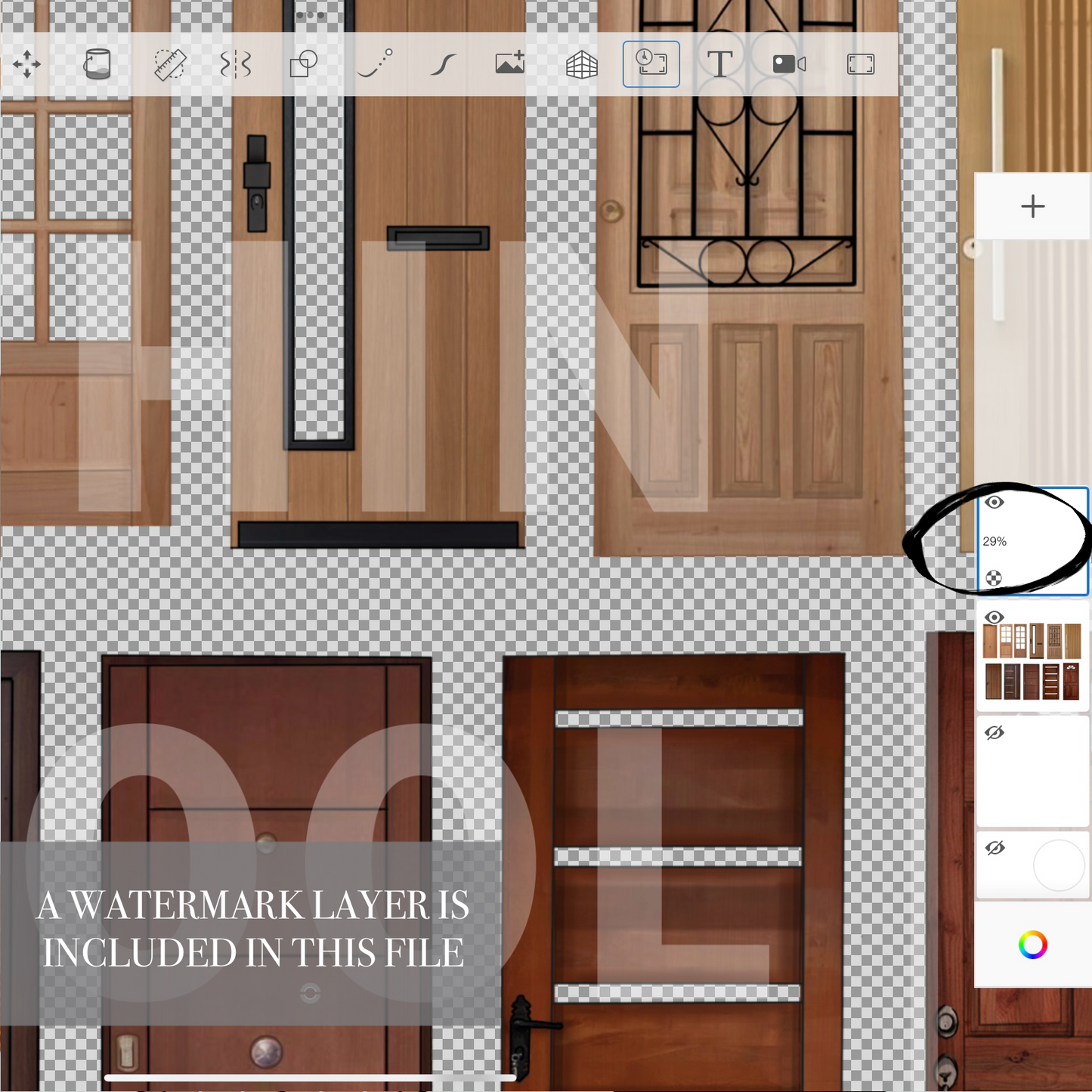Wooden doors set