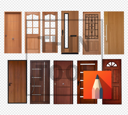Wooden doors set